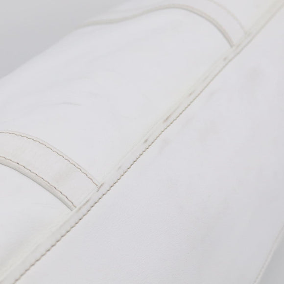 PRADA Tote Bag Leather White Silver Auth 211540A