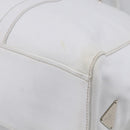 PRADA Tote Bag Leather White Silver Auth 211540A-13