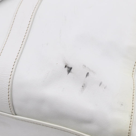 PRADA Tote Bag Leather White Silver Auth 211540A