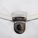 PRADA Tote Bag Leather White Silver Auth 211540A-16