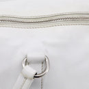 PRADA Tote Bag Leather White Silver Auth 211540A-17