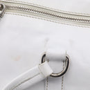 PRADA Tote Bag Leather White Silver Auth 211540A-18