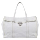 PRADA Tote Bag Leather White Silver Auth 211540A-2