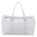 PRADA Tote Bag Leather White Silver Auth 211540A-3