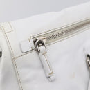 PRADA Tote Bag Leather White Silver Auth 211540A-30