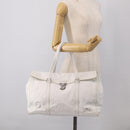 PRADA Tote Bag Leather White Silver Auth 211540A-32