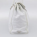 PRADA Tote Bag Leather White Silver Auth 211540A-4
