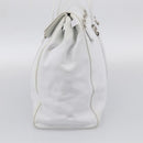 PRADA Tote Bag Leather White Silver Auth 211540A-5