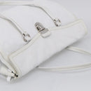 PRADA Tote Bag Leather White Silver Auth 211540A-6