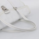 PRADA Tote Bag Leather White Silver Auth 211540A-7