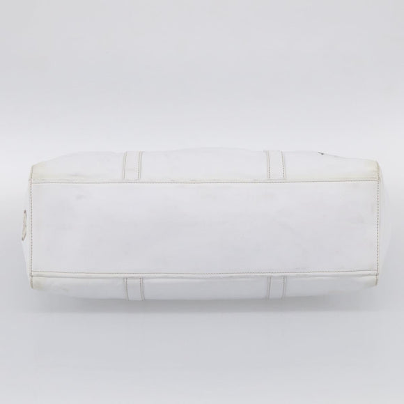 PRADA Tote Bag Leather White Silver Auth 211540A
