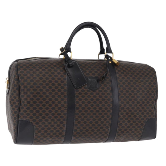 CELINE Macadam Boston Bag PVC Black Gold Tone Auth 211542V