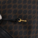 CELINE Macadam Boston Bag PVC Black Gold Tone Auth 211542V-16