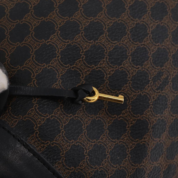CELINE Macadam Boston Bag PVC Black Gold Tone Auth 211542V