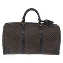 CELINE Macadam Boston Bag PVC Black Gold Tone Auth 211542V-3