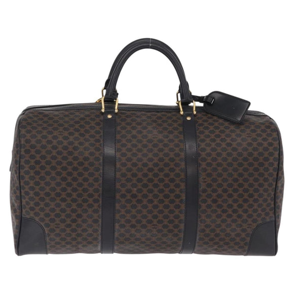 CELINE Macadam Boston Bag PVC Black Gold Tone Auth 211542V