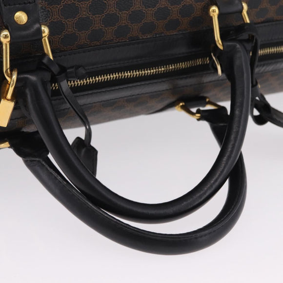 CELINE Macadam Boston Bag PVC Black Gold Tone Auth 211542V