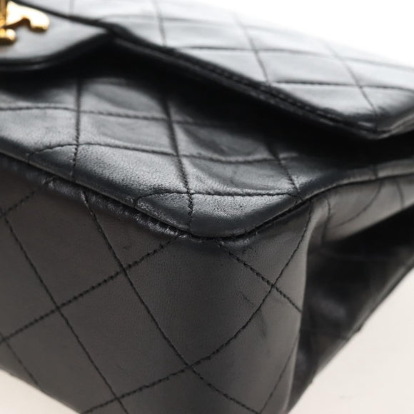 CHANEL Matelasse 23 Chain Shoulder Bag Lamb Skin Black Gold CC Auth 211543SAM