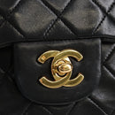 CHANEL Matelasse 23 Chain Shoulder Bag Lamb Skin Black Gold CC Auth 211543SAM-15