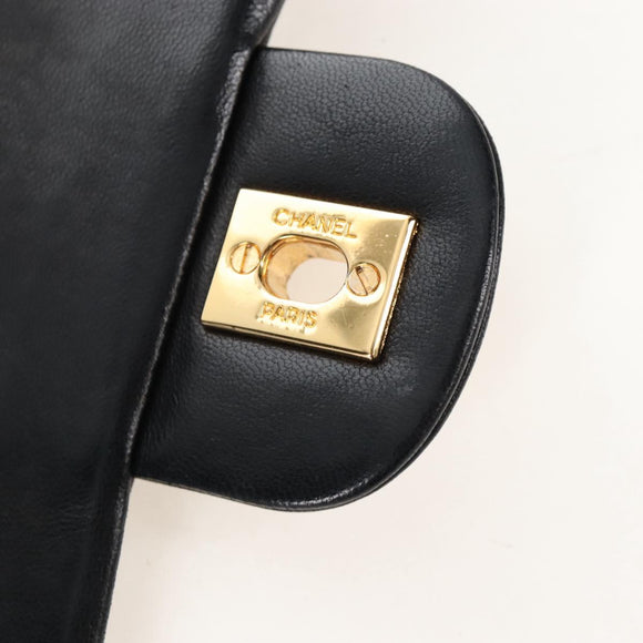 CHANEL Matelasse 23 Chain Shoulder Bag Lamb Skin Black Gold CC Auth 211543SAM