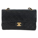 CHANEL Matelasse 23 Chain Shoulder Bag Lamb Skin Black Gold CC Auth 211543SAM-2