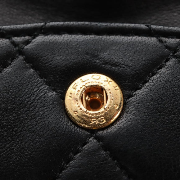 CHANEL Matelasse 23 Chain Shoulder Bag Lamb Skin Black Gold CC Auth 211543SAM