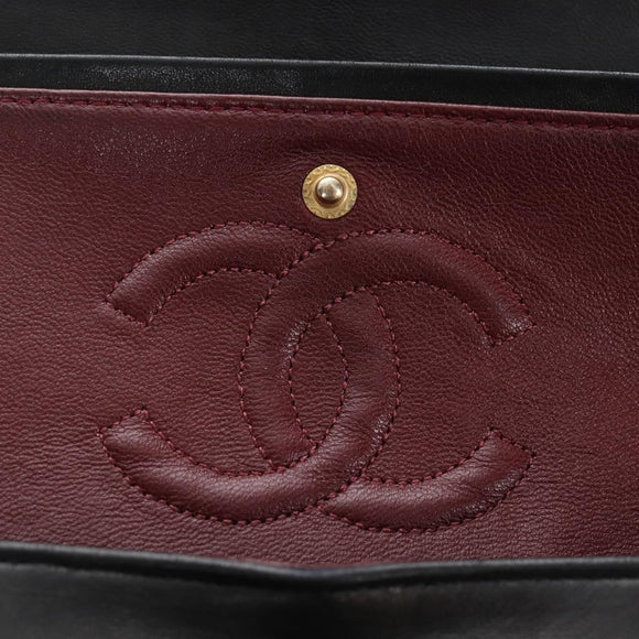 CHANEL Matelasse 23 Chain Shoulder Bag Lamb Skin Black Gold CC Auth 211543SAM