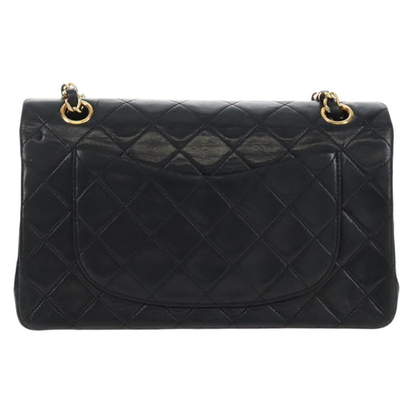 CHANEL Matelasse 23 Chain Shoulder Bag Lamb Skin Black Gold CC Auth 211543SAM