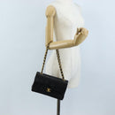 CHANEL Matelasse 23 Chain Shoulder Bag Lamb Skin Black Gold CC Auth 211543SAM-31
