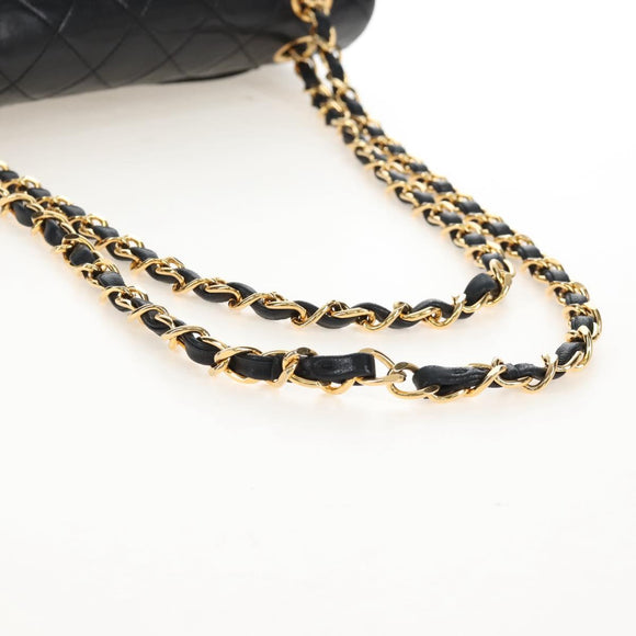 CHANEL Matelasse 23 Chain Shoulder Bag Lamb Skin Black Gold CC Auth 211543SAM