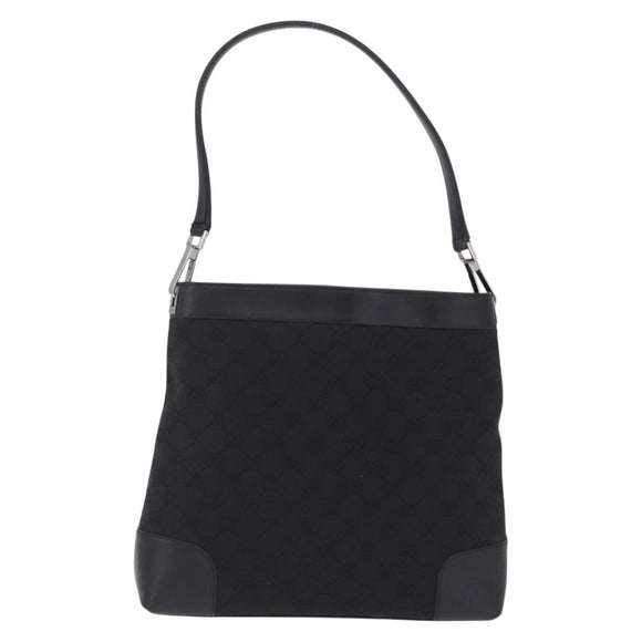 GUCCI GG Canvas Shoulder Bag Black Silver 33900 Auth 211545V