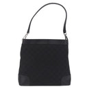 GUCCI GG Canvas Shoulder Bag Black Silver 33900 Auth 211545V-3
