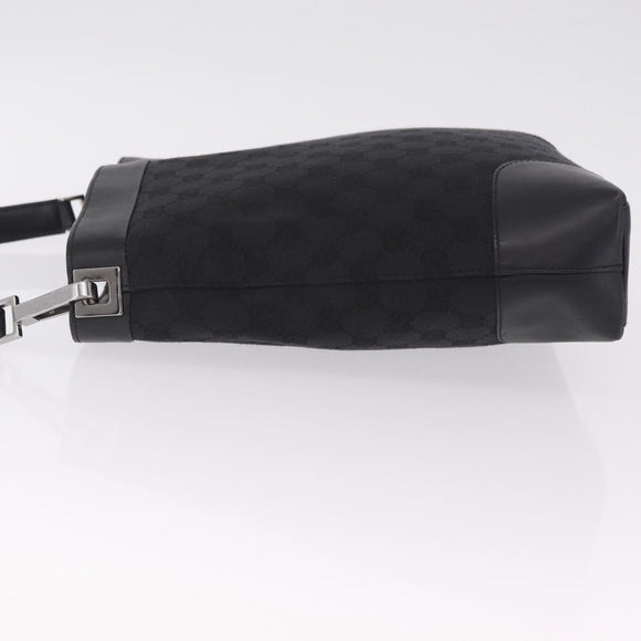 GUCCI GG Canvas Shoulder Bag Black Silver 33900 Auth 211545V