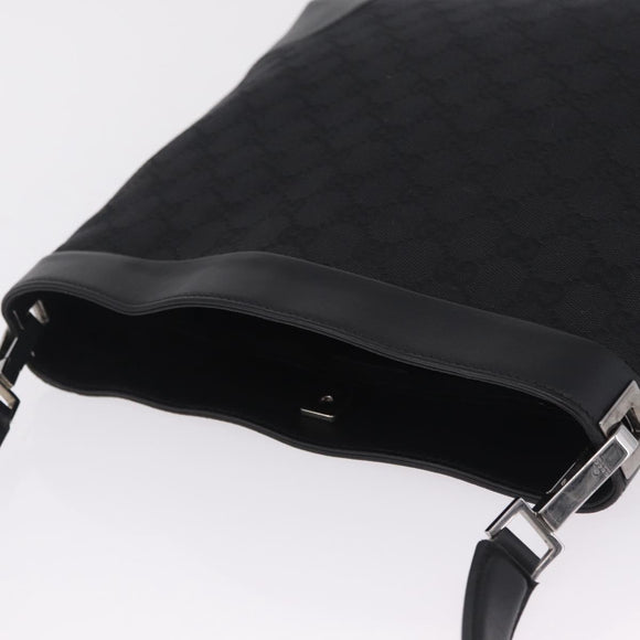 GUCCI GG Canvas Shoulder Bag Black Silver 33900 Auth 211545V