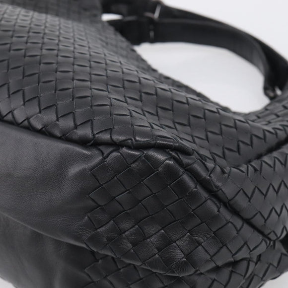 Bottega Veneta INTRECCIATO Hobo Shoulder Bag Leather Black 125787 Auth 211547SAM