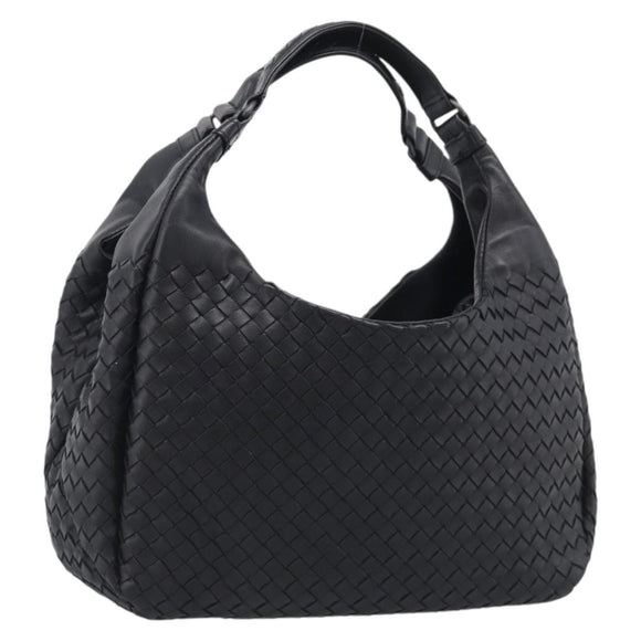 Bottega Veneta INTRECCIATO Hobo Shoulder Bag Leather Black 125787 Auth 211547SAM