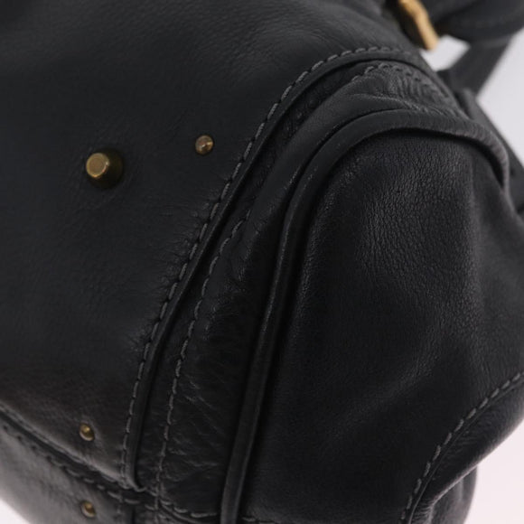 Chloe Paddington Hand Bag Leather Black Gold Auth 211548V