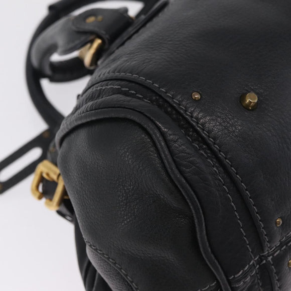 Chloe Paddington Hand Bag Leather Black Gold Auth 211548V