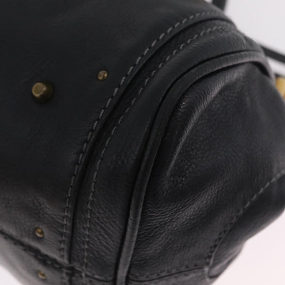 Chloe Paddington Hand Bag Leather Black Gold Auth 211548V