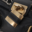 Chloe Paddington Hand Bag Leather Black Gold Auth 211548V-15