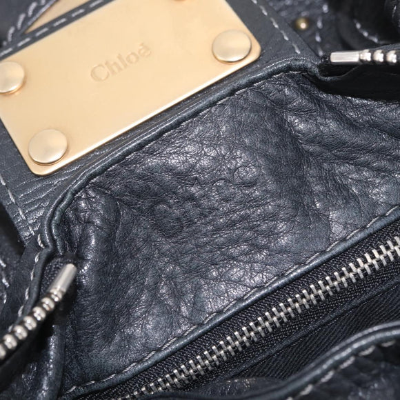 Chloe Paddington Hand Bag Leather Black Gold Auth 211548V