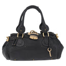 Chloe Paddington Hand Bag Leather Black Gold Auth 211548V-2