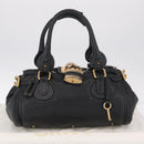 Chloe Paddington Hand Bag Leather Black Gold Auth 211548V-27