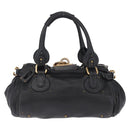 Chloe Paddington Hand Bag Leather Black Gold Auth 211548V-3