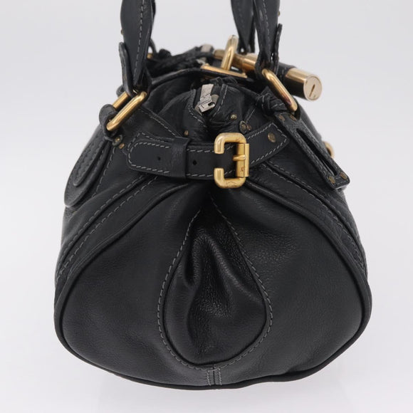 Chloe Paddington Hand Bag Leather Black Gold Auth 211548V