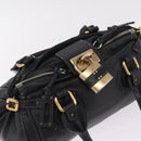 Chloe Paddington Hand Bag Leather Black Gold Auth 211548V-6
