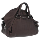 PRADA Hand Bag Leather Bronze Silver Auth 211549V-1