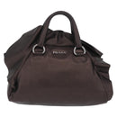 PRADA Hand Bag Leather Bronze Silver Auth 211549V-2