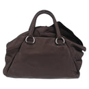 PRADA Hand Bag Leather Bronze Silver Auth 211549V-3