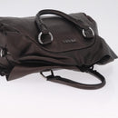 PRADA Hand Bag Leather Bronze Silver Auth 211549V-6